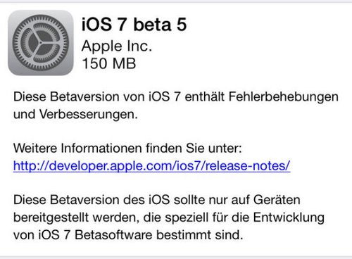 苹果发布iOS 7 beta 5 修复软件闪退问题