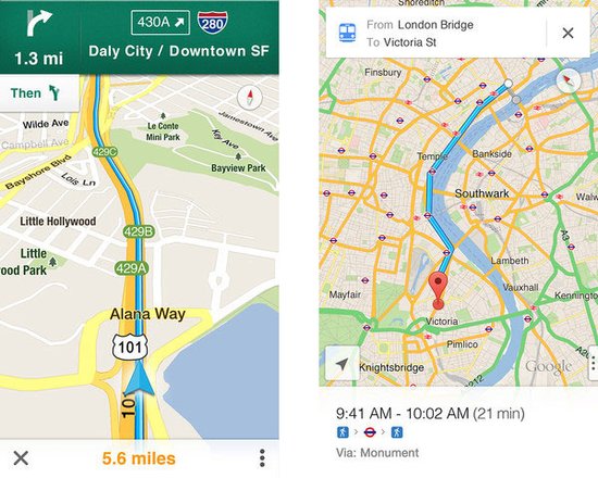 谷歌正式发布ios版谷歌地图:添加逐向导航