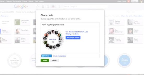 Google+让用户“共享”彼此的圈子