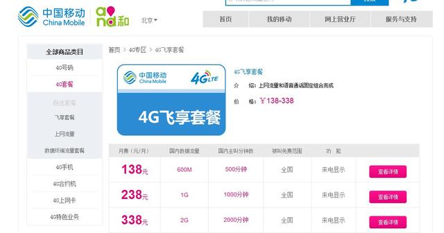 中国挪移4G套餐在多省市推出 每一个月最低138元【科技】风气中国网