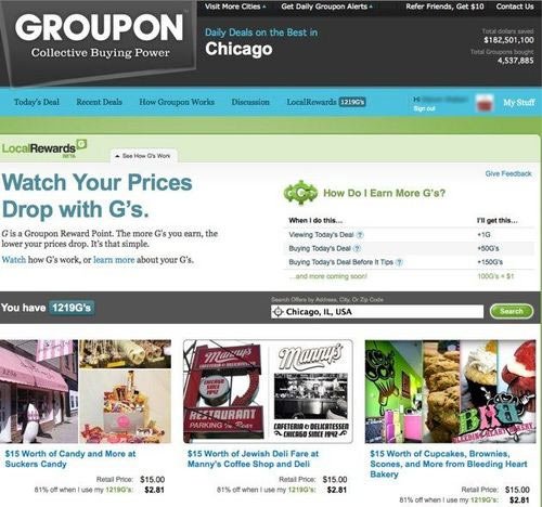 Groupon推G币吸引用户 可免费获当天交易物品