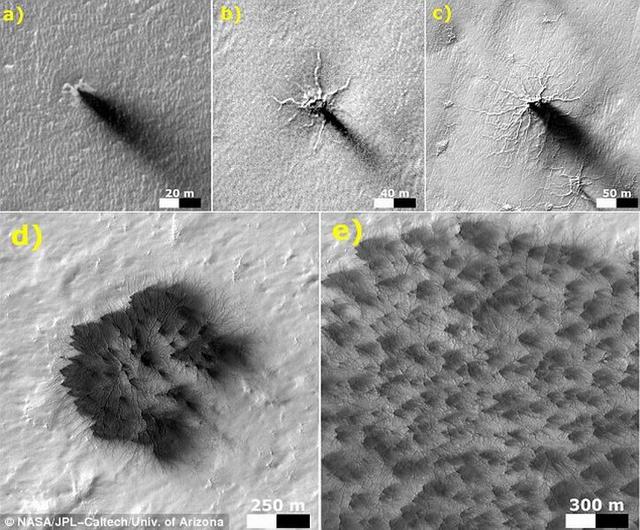科学家最新观测到火星&ldquo;蜘蛛裂纹&rdquo;变化过程