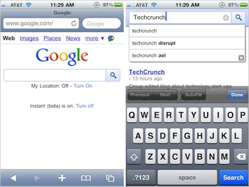 谷歌即时搜索支持Android和iPhone手机