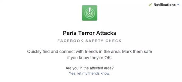 Facebook推出功能 可以看好友在巴黎是否安全