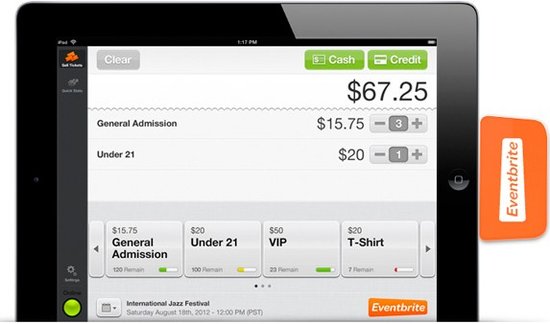 eventbrite推ipad信用卡读取器 实现移动支付