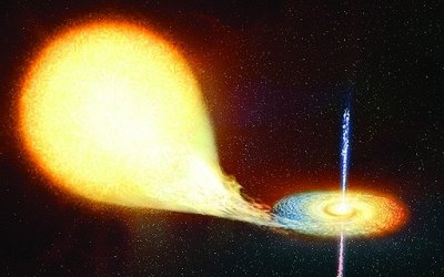 这个黑洞是v4641 sagitarii双星系统成员,正在慢慢吞噬一颗常见的伴星