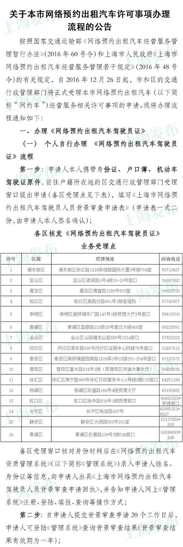 上海明起可申請網約車經營服務許可，具體流程公布