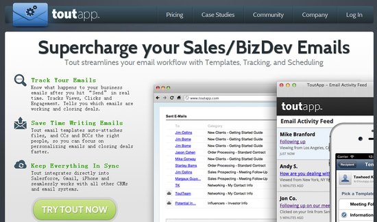 电邮追踪应用ToutApp升级 整合Salesforce