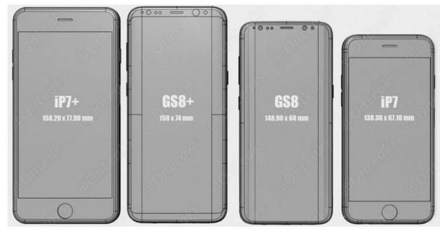 Galaxy S8尺寸对比图曝光 iPhone 7相形见拙
