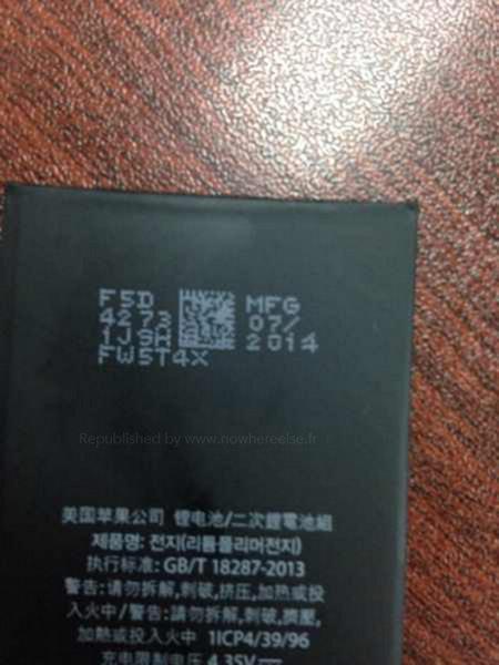 疑似iPhone 6电池曝光 容量增至1810mAh