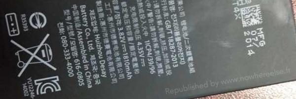 疑似iPhone 6电池曝光 容量增至1810mAh