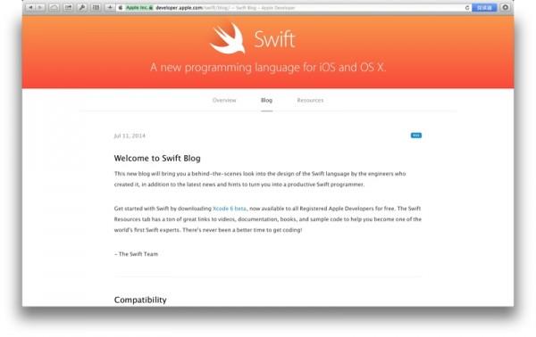 苹果破例开设开博客宣传全新Swift语言