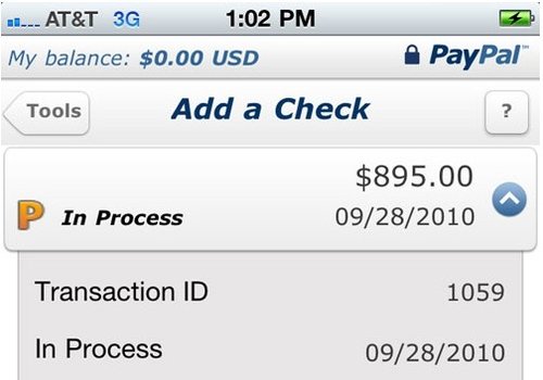 PayPal更新iPhone应用：给支票拍照即可入账
