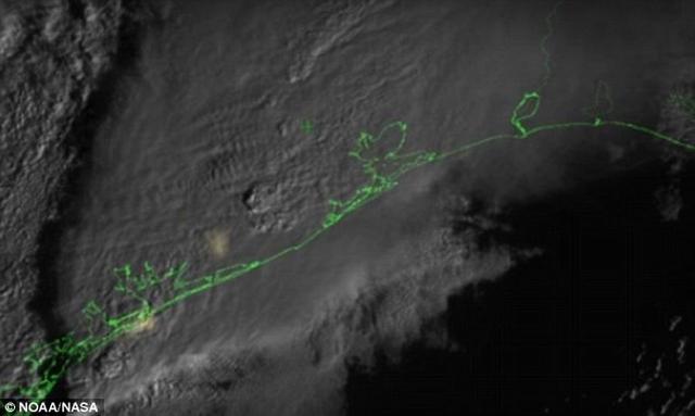 NASA最新公布德州上空出现的 闪电地图