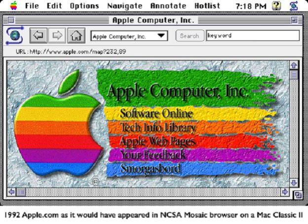 看上去真晕！这就是20年前苹果的首个首页