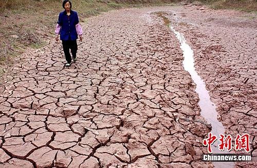重庆市云阳县持续干旱 土地出现严重龟裂