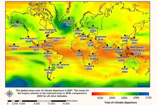 美研究人员公布全球城市气候变化时间表