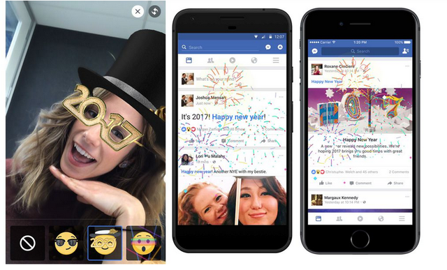 Facebook推出虚拟焰火贺新年 直播服务中加入众多特效