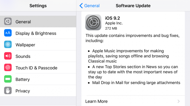 苹果承认iOS9.2电量显示故障 公布解决办法