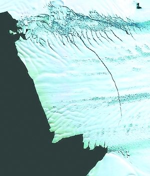 南极冰川大裂缝 正在接近分离南极洲(图)