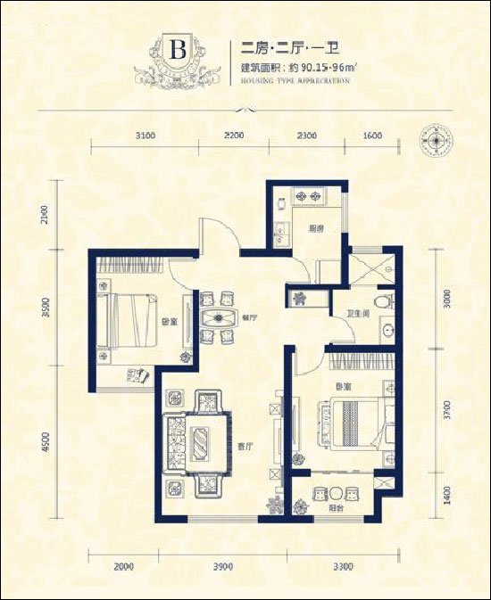 阳光揽胜90.15-96平米户型图