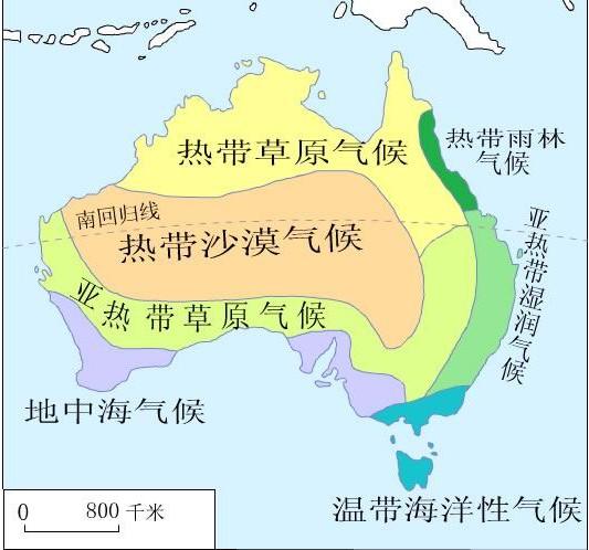澳大利亚气候分布图