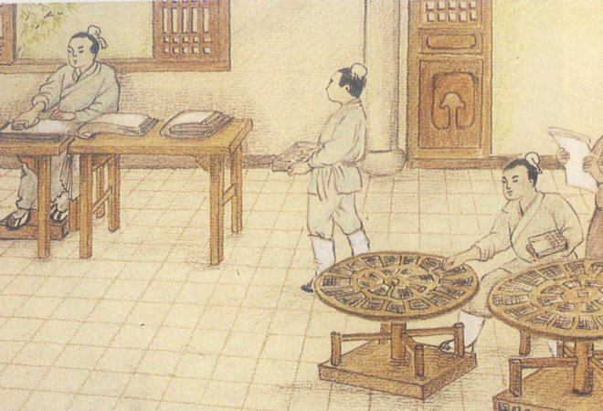 元朝时绘制的活字印刷流程图 元朝时绘制的活字印刷流程图