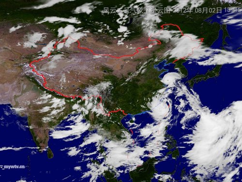 8月2日13時45分風云二號氣象衛(wèi)星云圖