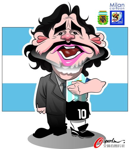 漫画:阿根廷最大牌的明星--马拉多纳_2010南非