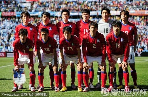 图文:阿根廷VS韩国 韩国队首发合影_2010南非