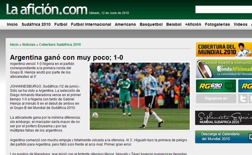 墨媒Aficion:1-0小胜 阿三叉戟浪费太多机会