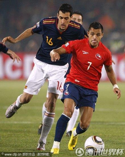 图文:智利1-2西班牙 桑切斯进攻犀利_2010南非