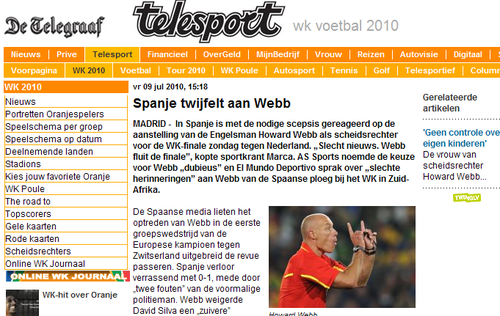 荷兰媒体嘲讽西班牙媒体：还没输就埋怨裁判