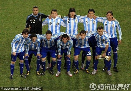 图文:阿根廷VS墨西哥 阿根廷球队合影