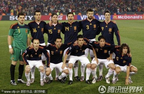 图文:智利VS西班牙 西班牙队首发阵容_2010南