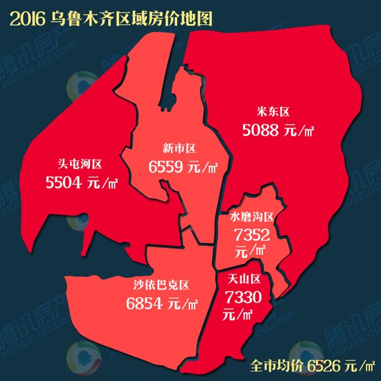权威发布:乌鲁木齐6大区房价地图新鲜出炉