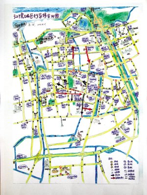 城管队员手绘江阴城区行车停车地图_频道-无