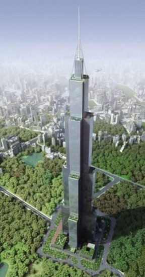 长沙世界第一高楼将建10公里天街 1楼通170楼