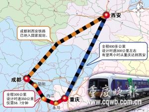 重庆成都西安要修高速铁路连接 形成铁三角_