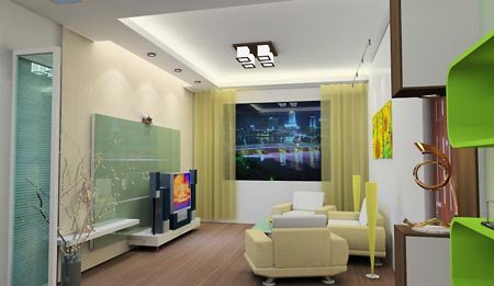 小户型客厅装修 简约电视背景墙正流行(组图)
