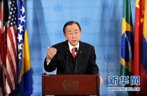 联合国秘书长潘基文呼吁埃及政权和平有序过渡