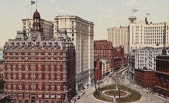 彩色明信片中1900年的纽约