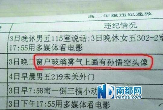 奇葩违纪通报单惊现校园:男生裸睡竟被通报