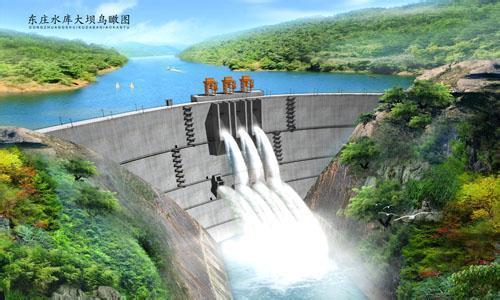 东庄水库大坝鸟瞰图(设计图)西部网讯(记者 秦振 通讯员 王剑) 今天