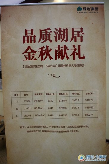 最高优惠10万元 西安秋季住博会打折楼盘大全