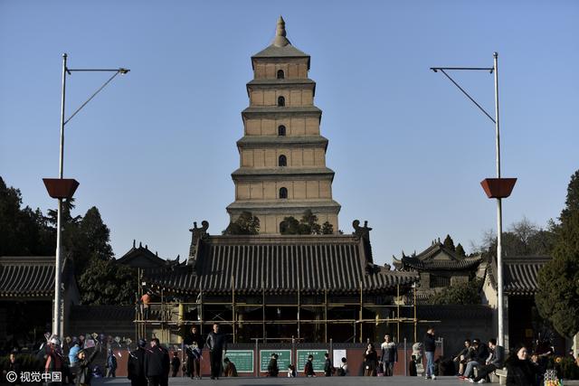 西安大雁塔大慈恩寺山门开始翻新 需两个月