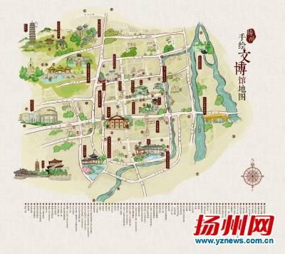 这份地图堪称扬州史上最全,最萌的手绘文博地图,上面标注了集中在市区图片