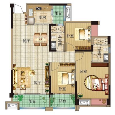 奥园广场20#,21#栋105.98平三室两厅两卫三阳台,参考价5600元每平米