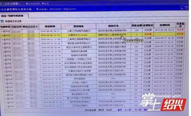 绍兴惊现违章王 多达44条违法记录记160分