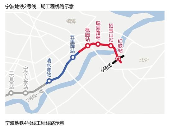 宁波地铁4号线2号线二期工程站名公示